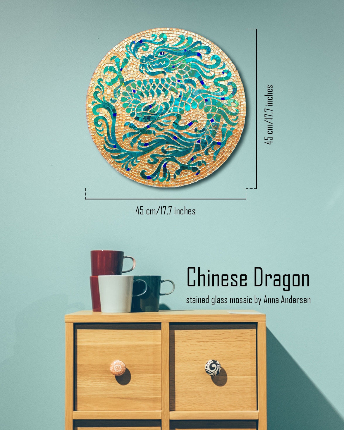 Chinese dragon Round wall art Chinese wall art Dragon wall art Etsy