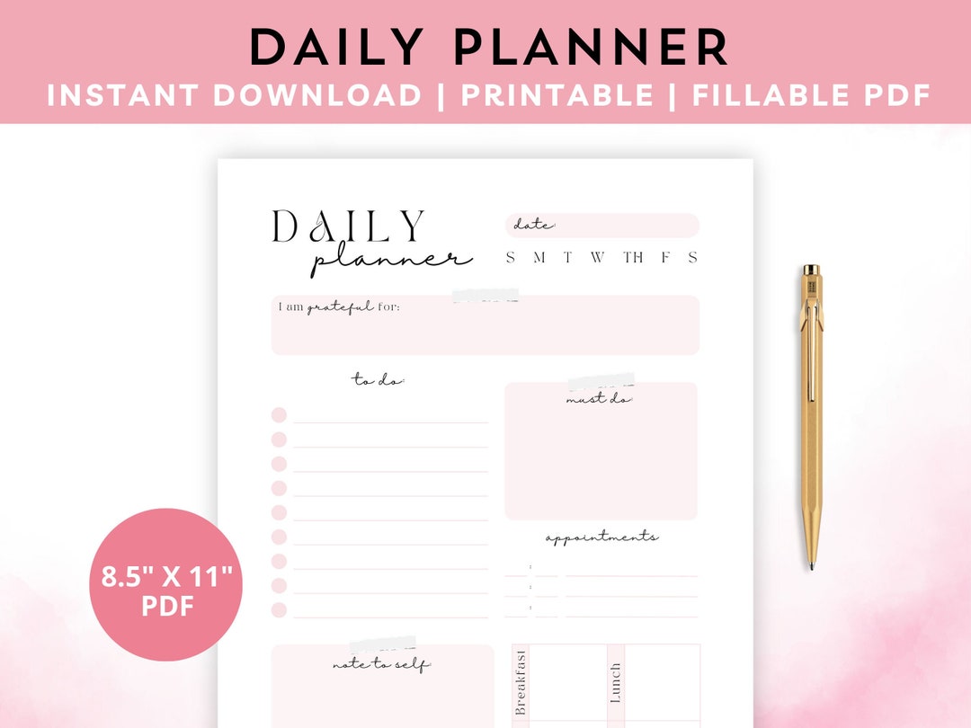 Daily Planner Instant Download to Do List Printable Planner Daily