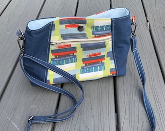 Cheery handmade fabric purse - shoulder bag - crossbody bag