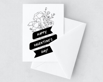 Bouquet of Wildflowers – Happy Valentine's Day | A2 Greeting Card