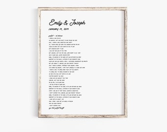 Customizable Wedding First Dance Lyrics Art Print | Home Decor | Art