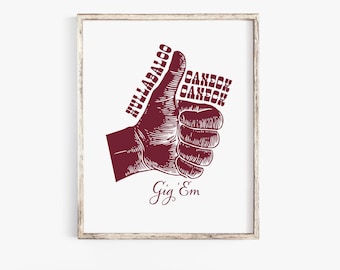 Texas A&M Hullabaloo Caneck Caneck | School Cheer | Home Decor Wall Art Print