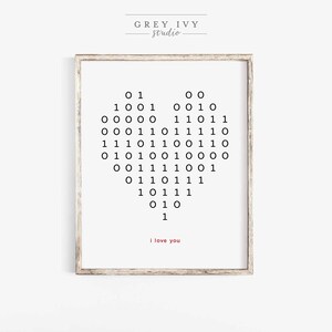 I Love You | Binary Code | Home Decor | Art