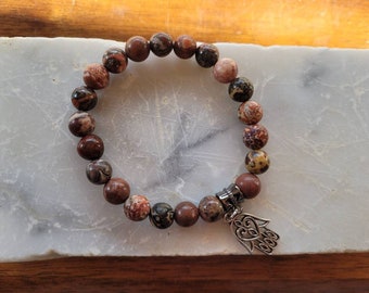 Leopard jasper gemstone bracelet/ beaded bracelet/ natural gemstone/ stackable bracelet