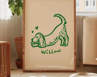 Personalised Cocker Spaniel Name Print: Quirky Living Room Decor, Minimalist Decor
