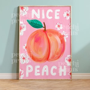Nice Peach Print Bathroom Wall Art Funny Bathroom Poster Colourful Bathroom Wall Decor 7x5/A4/A3/A2