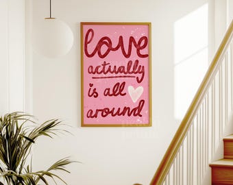 Love Actually Print, Living Room Wall Art, Love Quote Poster, Pink Home Decor