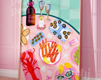 Lobster Kitchen Print: Colourful Seafood Table Art (A5/A4/A3/A2)