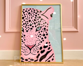 『 Pink cheetahs 』by Ally 20*20cm Pink Leopard Print Bedroom Wall Art Pastel Prints Pink