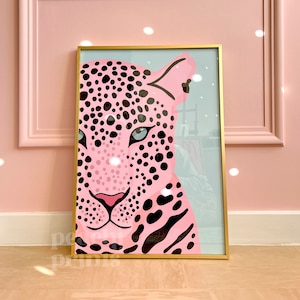 『 Pink cheetahs 』by Ally 20*20cm Pink Leopard Print Bedroom Wall Art Pastel Prints Pink