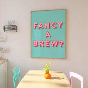 Tea Kitchen Wall Art Print Teal Kitchen Sign Colourful Typography Prints Kitchen Decor Tea Lover Drinker Gifts Tea Poster A5/A4/A3/A2