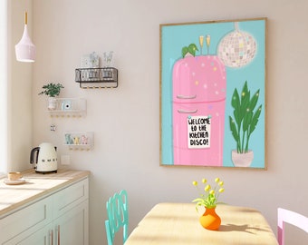 Kitchen Disco Art Print: Colorful Kitchen Wall Decor