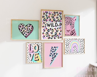 Wild Leopard Gallery Wall Print Set: Pink Pastel Girls Room Decor