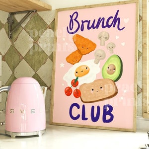 Brunch Club Print: Kawaii Food Kitchen Wall Art