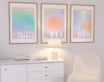 Angel Numbers Print Set: Energy Gradient Wall Art (Unframed)
