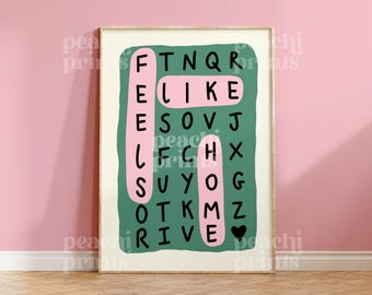 Feels Like Home Green Print: Word Art Living Room Gallery Wall