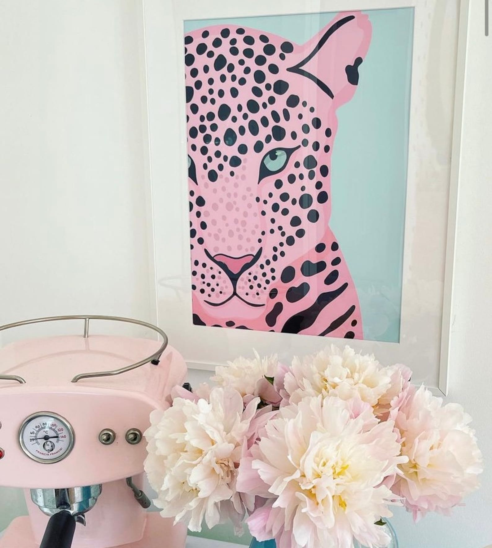 Pink Leopard Print / Bedroom Print / Pastel / Wall Decor / Etsy