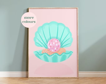 Impressão Disco Clam: Arte de parede eclética em rosa pastel