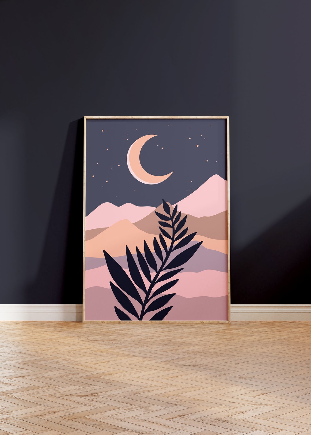 Pink Tonal Moonscape Print Living Room Print Trendy Wall Art Calm