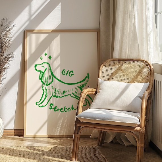 Big Stretch Cocker Spaniel Print: Quirky Animal Wall Art, Cute Living Room Decor, Minimalist Decor