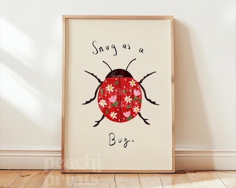 Ladybird Bug Print Bedroom Wall Art Quote Art Colourful Cute Prints Kids Room Decor