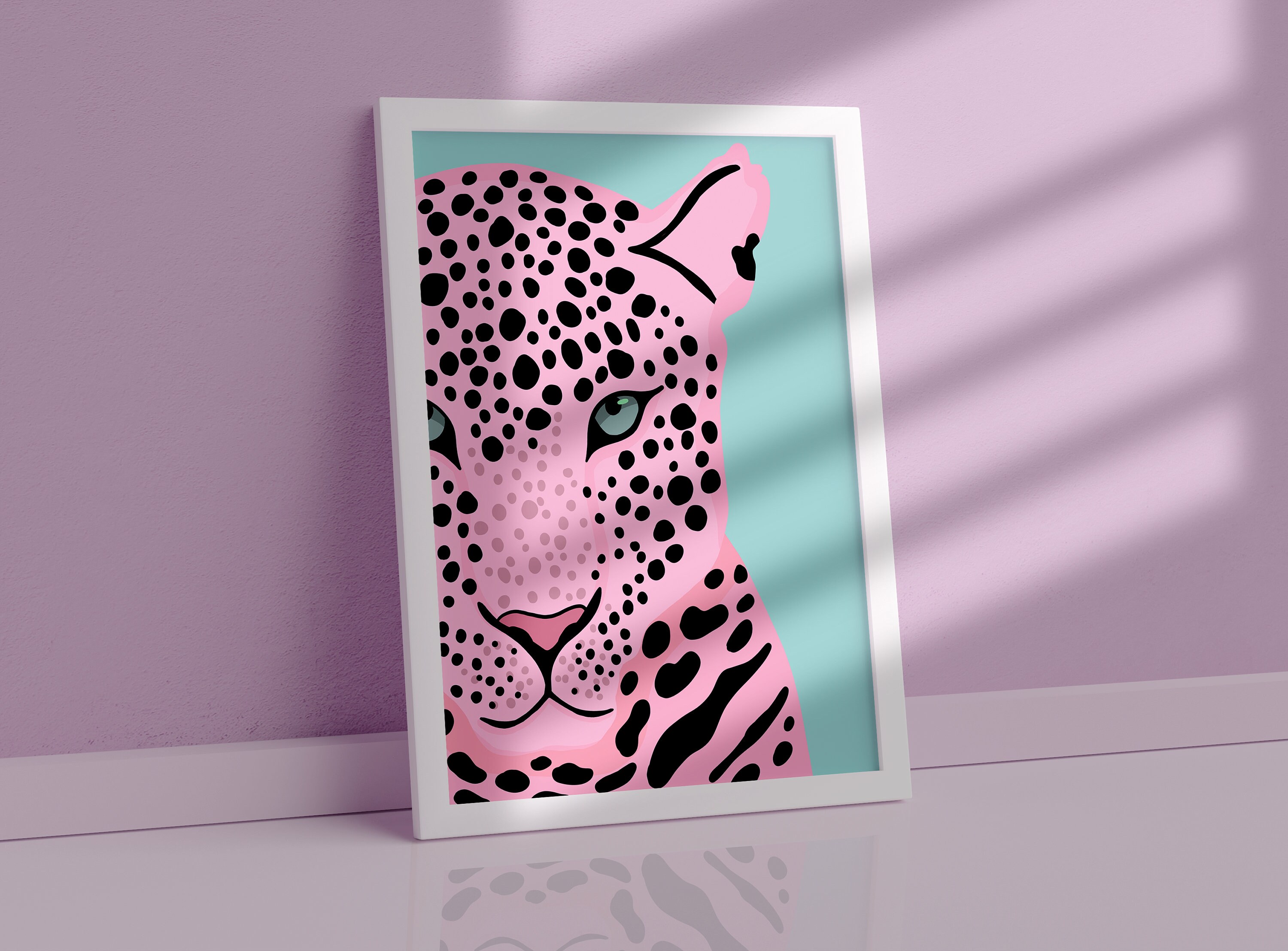 Pink Leopard Print / Bedroom Print / Pastel / Wall Decor / Etsy UK