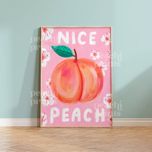 Nice Peach Print Bathroom Wall Art Bathroom Painting Fun Quirky Bathroom Poster Colourful Fruit Decor 7x5/A4/A3/A2