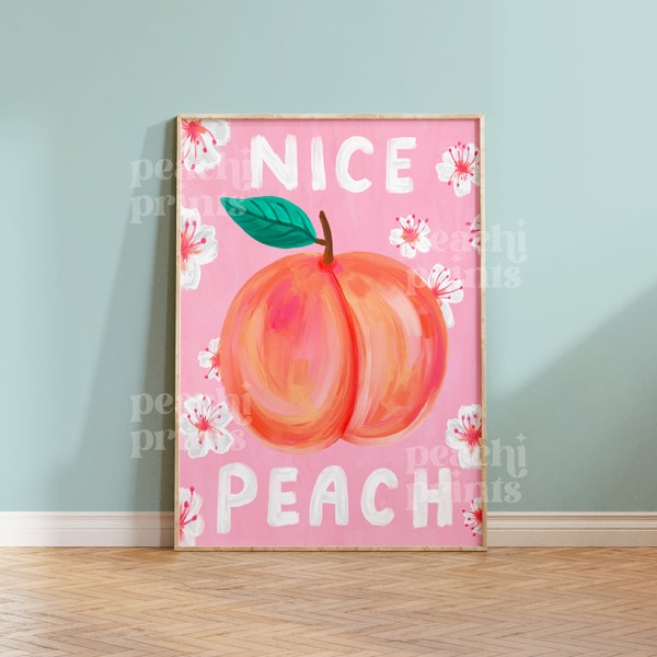 Nice Peach Print Bathroom Wall Art Bathroom Painting Fun Quirky Bathroom Poster Colourful Fruit Decor 7x5/A4/A3/A2