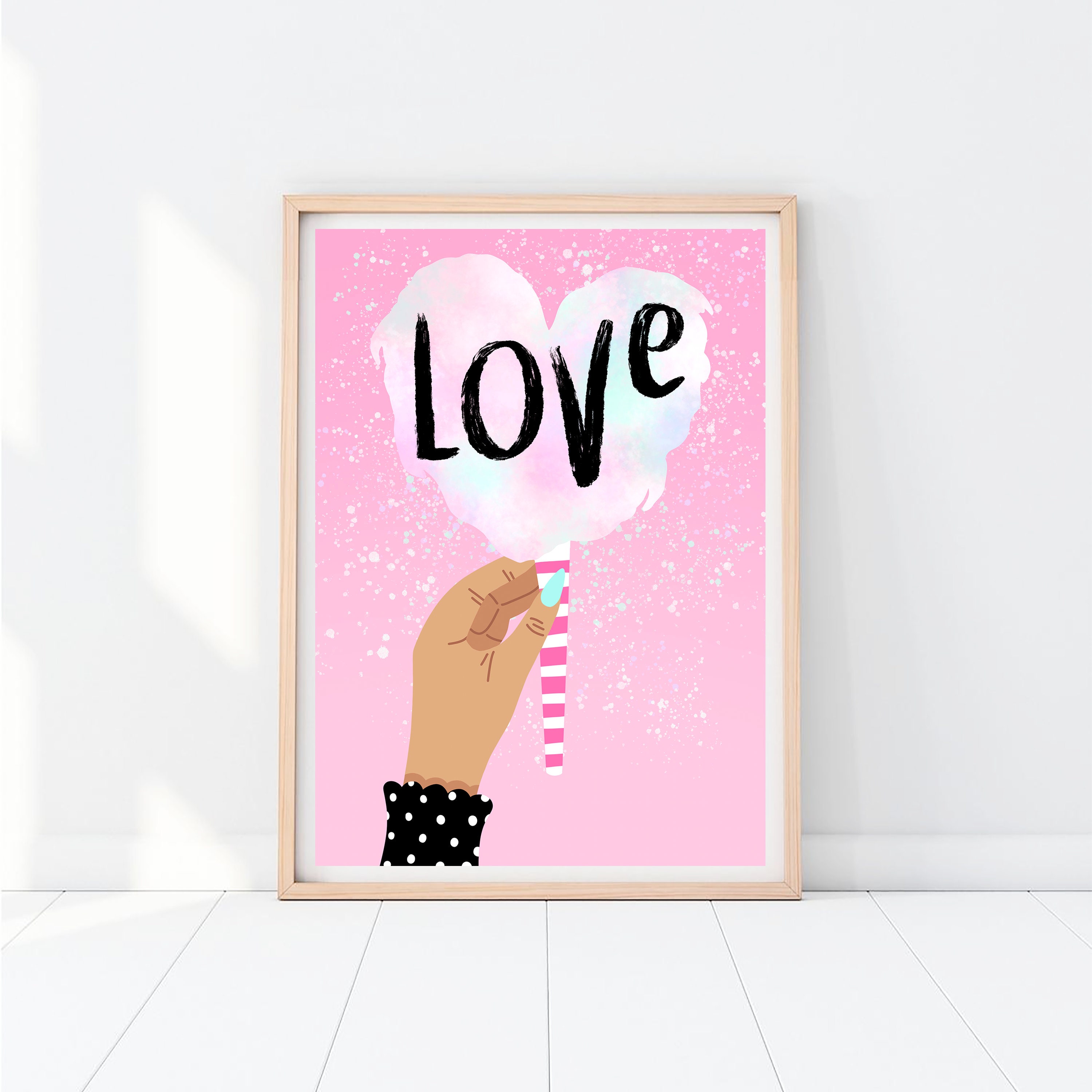 ラブハンドプリント  寝室プリント  キャンディフロス  自己愛  ピンク  パステル  ウォールアート  オフィス  寝室の装飾   引用句 7x5 A5 A4 A3 A2 - Etsy 日本