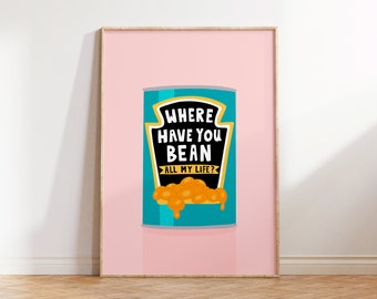Baked Beans Kitchen Print: Pink Brunch Wall Art