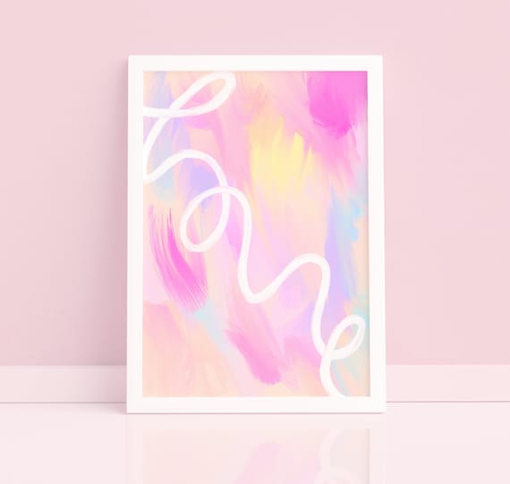 Pastel Abstract Love Art Print: Colorful Bedroom Wall Decor