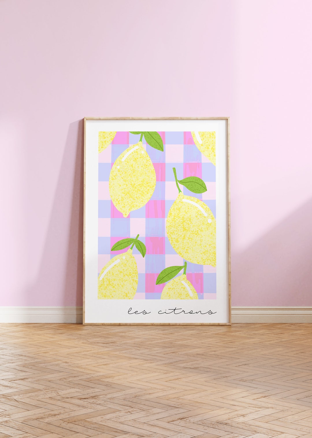 Les Citrons Lemon Print: Pastel Kitchen Wall Art - Etsy