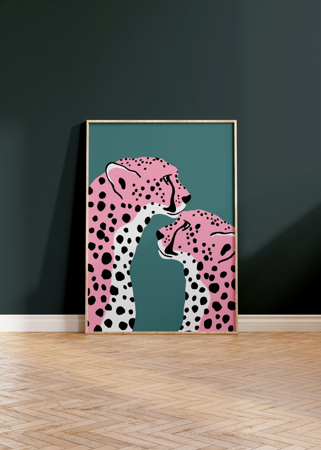 『 Pink cheetahs 』by Ally 20*20cm Pink cheetahs 』by Ally 20*20cm Cute Fierce Pink Cheetah Art