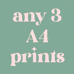 3 A4 Drucke / Mix and Match / Geschenk Prints / Galeriewand / Bunt / Print Bundle / Schlafzimmer / Wohnzimmer / Kinderzimmer