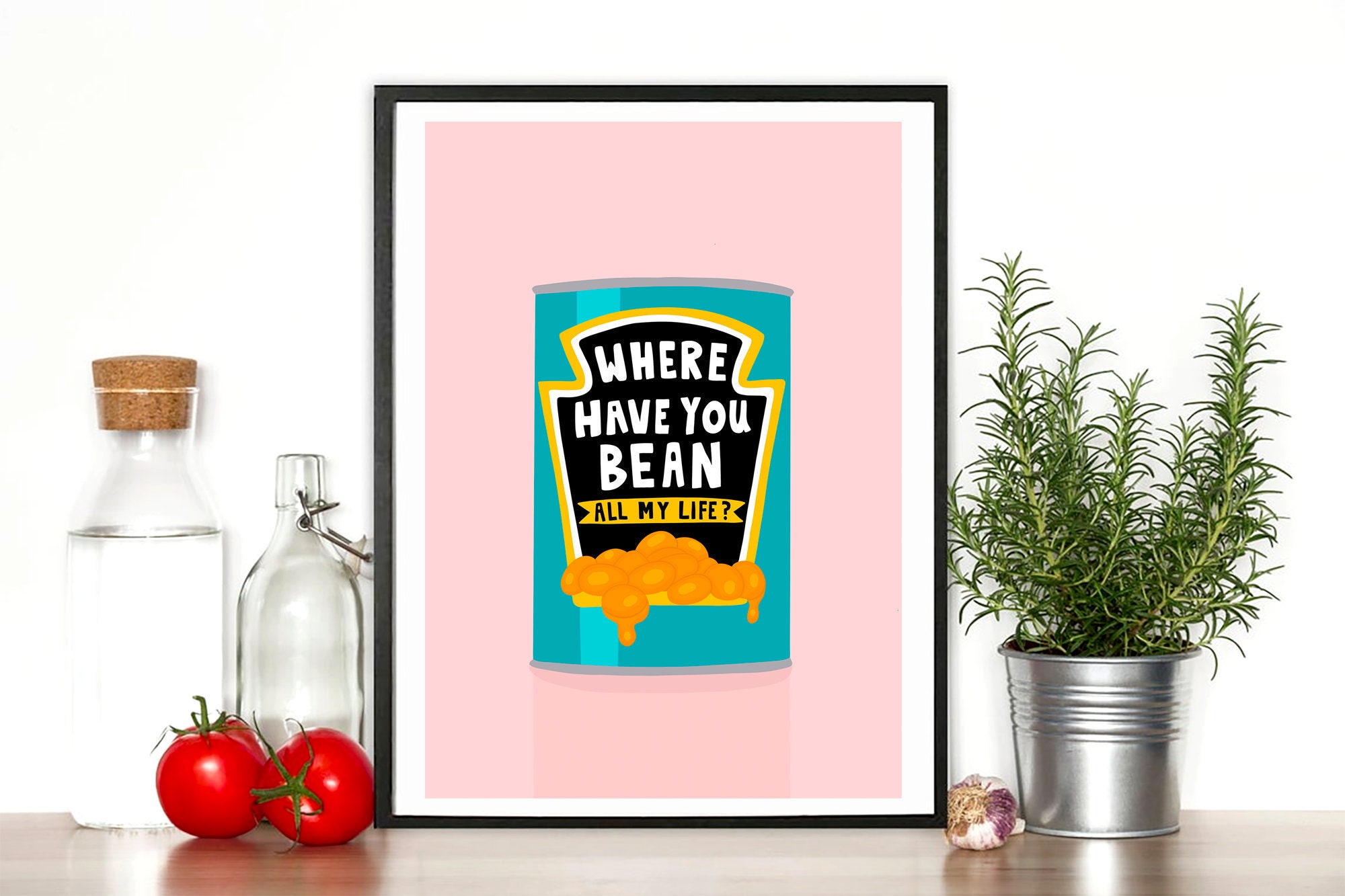 Where Have You Bean Print / Baked Beans / Kitchen Print / - Etsy