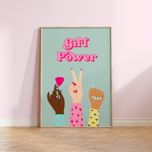 Girl Power Hands Print Bedroom Prints Wall Art Home Decor Feminism Trendy Colourful Prints Gallery Wall Girl Power 8x10 A5 A4 A3 A2 image 4