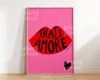 Impressão That's Amore Lips: Arte de parede para quarto rosa ousado