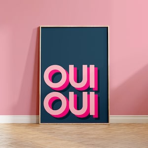 Bold Bathroom Print, Oui Oui Quote Print, Funny Bathroom Wall Art, Maximalism Decor image 4