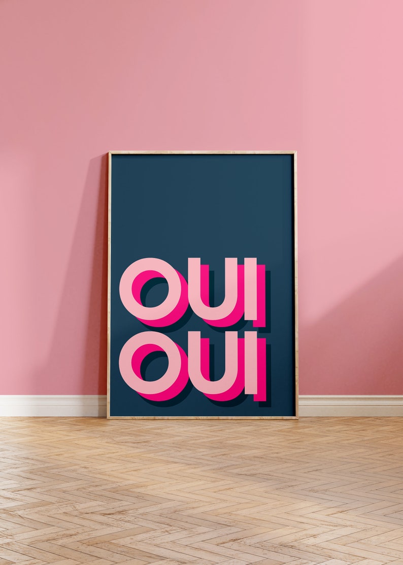 Bold Bathroom Print, Oui Oui Quote Print, Funny Bathroom Wall Art, Maximalism Decor image 4