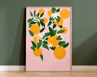 Botanische Orangen Früchte Dekor: Lebhaftes Obst für die Küche
