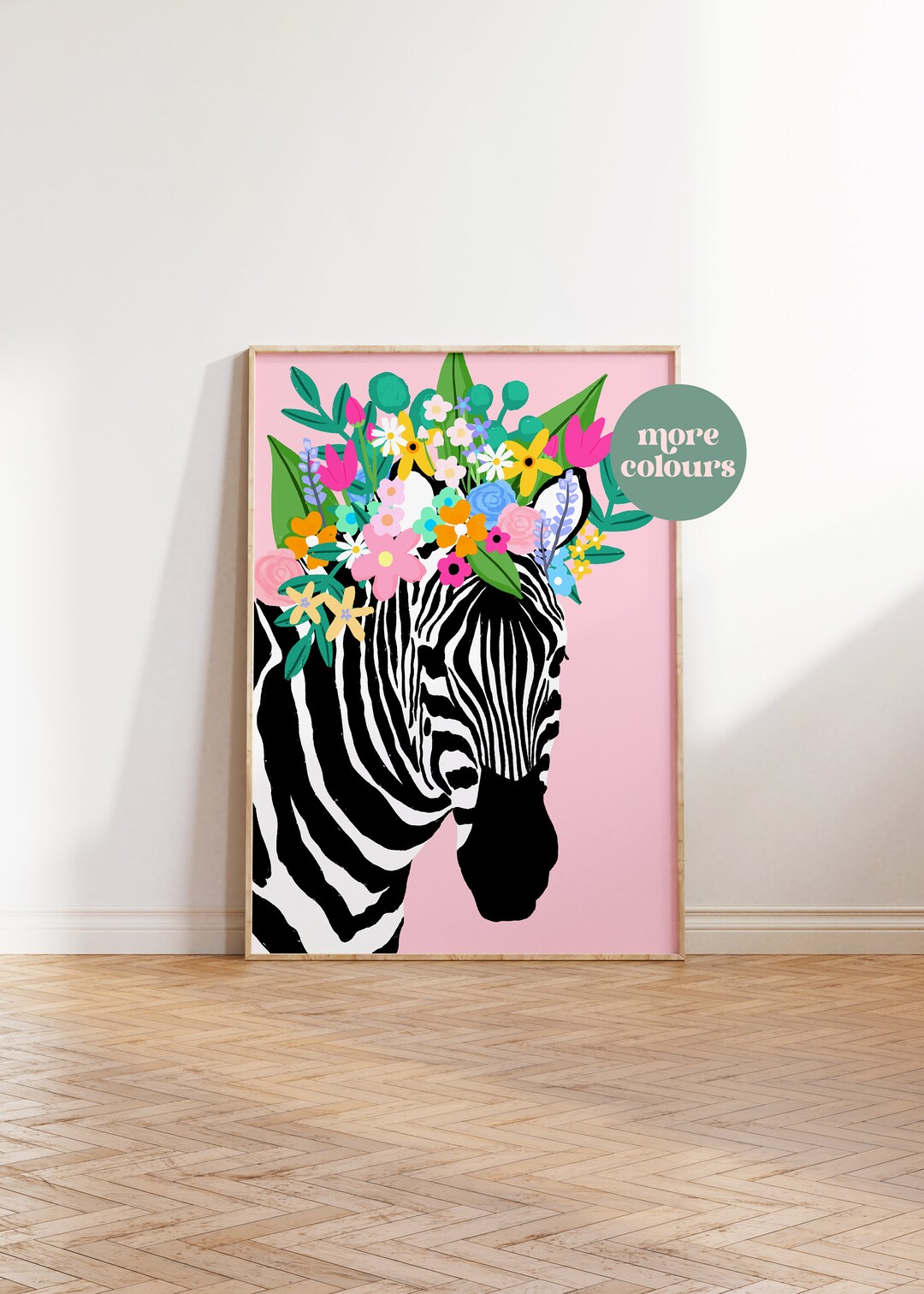 Floral Zebra Crown Print Bedroom Prints Wall Art Decor Animal Art