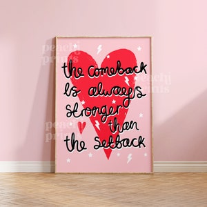Positive Quote Heart Print Pink Wall Art Bedroom Prints Home Office Poster Colourful Bold Print Girls Room A4/A3/A2/50x70cm