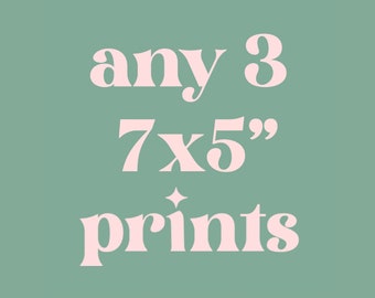 Any 3 Illustration Prints: Mix and Match Gallery Wall Art (7x5)