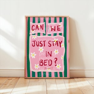 Stay In Bed Print Bedroom Wall Art Retro Colourful Poster Midcentury Sleep In Art Print A5 A4 A3 A2