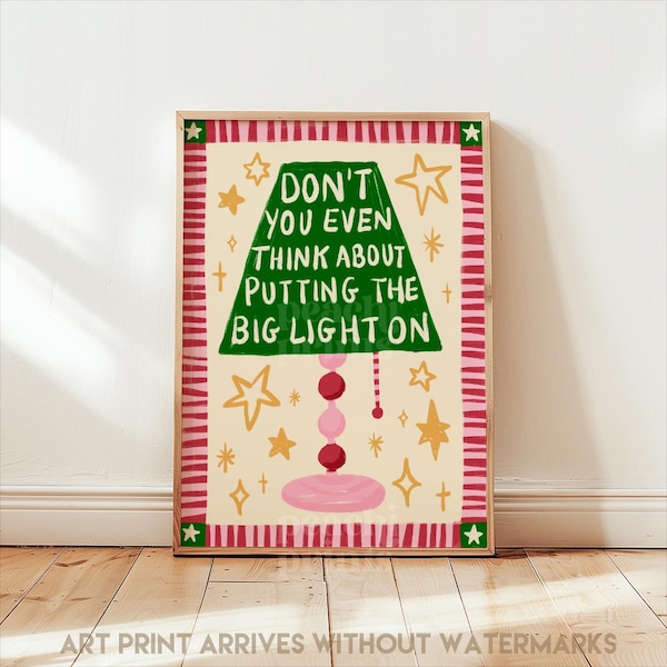 Big Light Living Room Print, Funny Lamp Poster, Quirky Home Art