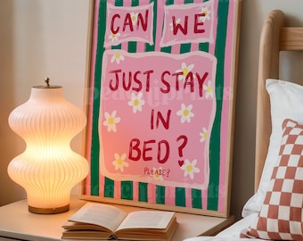 Stay In Bed Art Print: Retro Mid-Century Bedroom Wall Decor