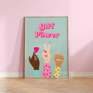 Girl Power Handenprint Slaapkamer Prints Muurkunst Woondecoratie Feminisme Trendy Kleurrijke Prints Galerijmuur Girl Power 8 x 10 A5 A4 A3 A2