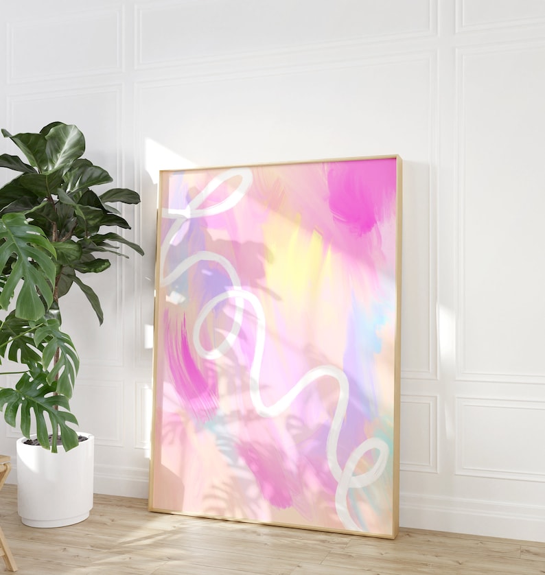 Pastel Abstract Love Art Print: Colorful Bedroom Wall Decor image 3
