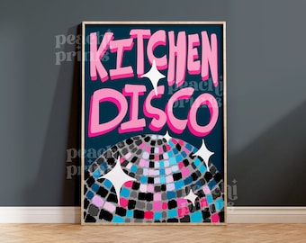 Kitchen Disco Ball Print: Colorful Eclectic Kitchen Art