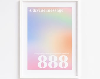 Engel Zahl 888 Print: Pastel Farbverlauf spirituelles Wandbild